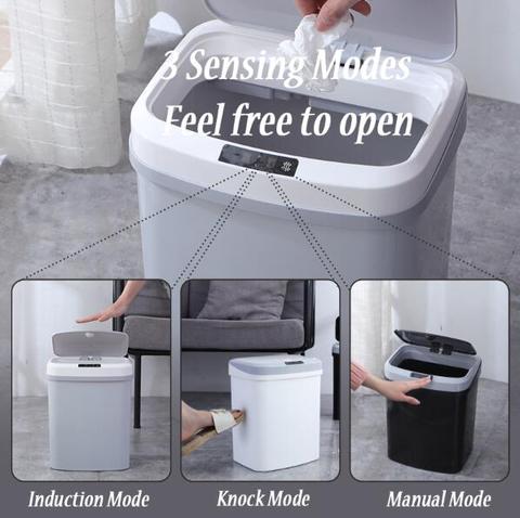 15L Automatic Touchless Intelligent Induction Motion Sensor Dustbin Trash Can, Touch-Free Rectangular Kitchen Trash Can Recycler - Image 2