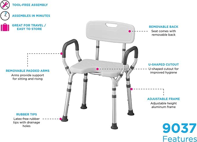Shower Chair with Arm and Back Rest - Image 3