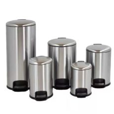 Mute Indoor Silver Stainless Steel Trash Can
