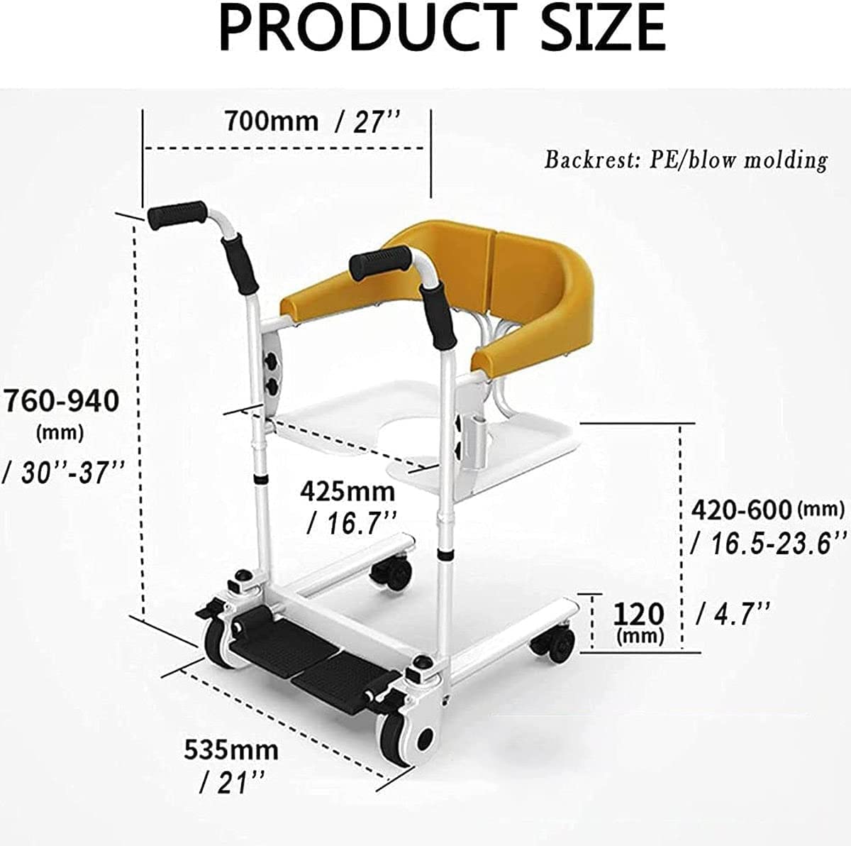 Portable Patient Lift Transfer Wheelchair - Image 4
