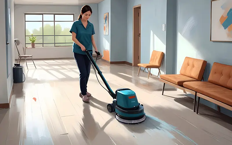 Revolutionizing Cleaning: How Floor Scrubbers Can Boost Productivity Floor scrubber machine cleaning a large commercial floor Lagos Nigeria