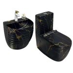 Luxury black and gold water closet set with soft-close toilet seat – sanitary wares in Lagos Nigeriia
