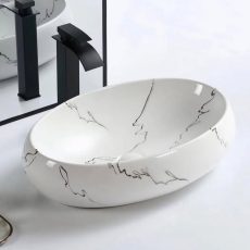 Modern white marble wash hand basin on vanity – marble wash hand basins in Lagos Nigeria