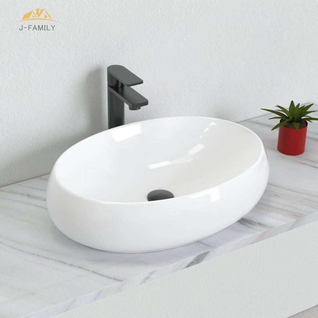 White oval ceramic wash hand basin – affordable bathroom sanitary wares in Lagos Nigeria